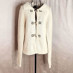 KENZIE Button Up Soft‎ Cream Cardigan Sweater Medium